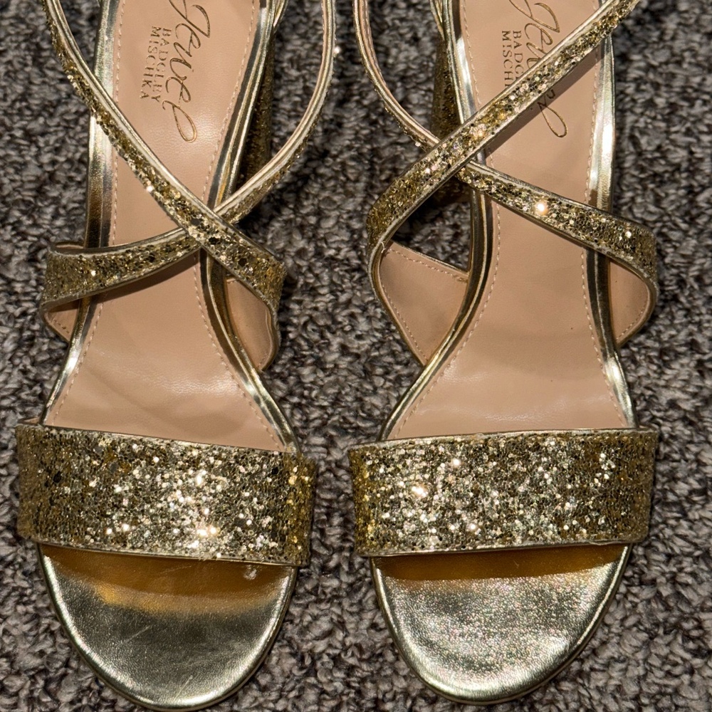 Gold glittery Jewel Badgley Mischa sandals